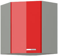 Horní skříňka rohová 58x58 ROSE červený lesk / šedá 