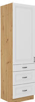 Vysoká potravinová skříň se šuplíky STILO dub artisan/bílé MDF, 60 DKS-210 3S 1F 