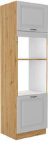Vysoká skříň na vestavnou troubu a mikrovlnku 60 DPM-210 2F STILO bílá/dub artisan 