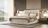 Čalouněná postel boxspring Delta 180 x 200 cm + topper, krémová skladem 