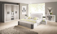Ložnice HELIOS, postel 160, skříň, 2 noční stolky, v šedé kombinací s bílou 