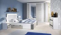 Moderní a designová ložnice HELIOS, 203 skříň, 160 postel, 2 x noční stolky, v bílé kombinace z dubem kalhult 
