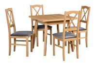 Jídelní set 1 + 4, stůl Oslo 1 L(80 x 80 cm) a židle Nilo 11, v provedení dub grandson, a šedé látce 1B 