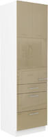 Vysoká potravinová skříň  LARA cappuccino lesk, 60 DKS-210 3S1F, šuplíky Premium Box 