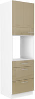Vysoká skříň na vestavěnou troubu LARA cappuccino lesk, 60 DPS-210 3S 1F, šuplíky Premium Box 