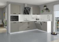 Kuchyňská linka LUNA bílá/claygrey MDF, Rohova sestava D, 170x285 cm 