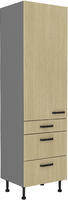 Vysoká potravinová skříň na nožičkách se šuplíky PREMIUM BOX 60 DKS-215 3S1F SCANDI jedle/antracit 