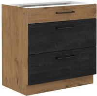 Spodní skříňka se šuplíky PREMIUM BOX 80 D 3S BB VIGO  dark wood/dub lancelot 