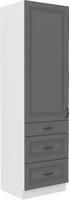 Vysoká skříň na troubu se šuplíky PREMIUM BOX 60 DKS-210 3S 1F STILO bílé/DustGrey MDF. 