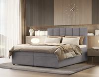 Čalouněná postel boxspring Delta 180 x 200 cm + topper, šedá skladem 