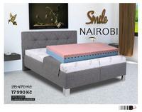 Čalouněná postel  NAIROBI 180  šedá - matrace ROYAL MAX
