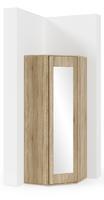 Rohová šatní skříň PK se zrcadlem, v dubu sonoma, bílé matné, grafit nebo v kombinaci artisan/černá, 70 x 70 x 185 cm 