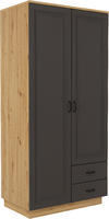 Šatní skříň 2D2S FLAWIA artisan/grafit MDF, 120 cm 