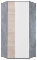 Skříň rohová SI2 SIGMA bílý lux / beton / dub, 90x90 cm 