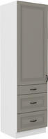 Vysoká potravinová skříň se šuplíky PREMIUM BOX 60 DKS-210 3S 1F STILO bílý/ClayGrey MDF. 