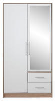 Šatní skříň SMART SRL3 se zrcadlem, dub sonoma / bílá lux, 100 cm 