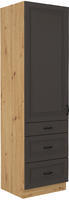 Vysoká potravinová skříň se šuplíky PREMIUM BOX 60 DKS-210 3S 1F STILO artisan/grafit MDF 