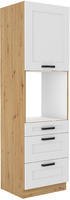 Vysoká skříň na troubu se šuplíky PREMIUM BOX LUNA artisan/bílá matná MDF 60 DPS-210 3S 1F 