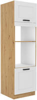 Vysoká skříň na vestavnou troubu a mikrovlnku LUNA artisan/bílá matná MDF 60 DPM-210 2F 