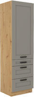 Vysoká potravinová skříň se šuplíky PREMIUM BOX  LUNA artisan/claygrey MDF 60 DKS-210 3S 1F 