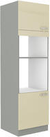 Vysoká skříň na vestavěnou troubu a mikrovlnku KARMEN krémový lesk / šedá 60 DPM-210 2F 