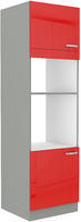 Vysoká skříň na vestavěnou ROSE červený lesk / šedá, 60 DPM-210 2F 
