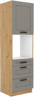 Vysoká skříň na troubu se šuplíky PREMIUM BOX LUNA artisan/claygrey MDF 60 DPS-210 3S 1F 