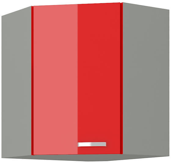 Horní skříňka rohová ROSE červený lesk / šedá, 58x58 GN-72 1F  - 1
