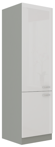Vysoká skříň potravinová BIANKA bílý lesk / šedá 60 DK-210 2F  - 1