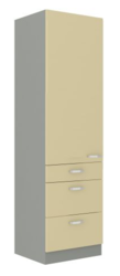 Vysoká potravinová skříň se šuplíky PREMIUM BOX KARMEN krémový lesk / šedá 60 DKS-210 3S 1F - 1/4