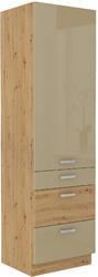 Vysoká skříň potravinová se šuplíky PREMIUM BOX 60 DKS-210 3S 1F ARTISAN CAPPUCCINO lesk dub artisan - 1/4