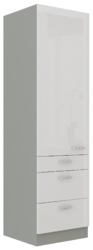 Vysoká potravinová  skříň se šuplíky PREMIUM BOX BIANKA bílý lesk-šedá 60 DKS-210 3S 1F - 1/3