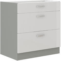 Spodní skříňka se šuplíky PREMIUM BOX BIANKA bílý lesk / šedá 80 D 3S BB - 1/2