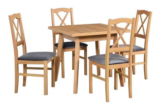 Jídelní set 1+4, stůl Oslo 1 L(80 x 80 cm) a židle Nilo 11, v provedení dub grandson, a šedé látce 1B  - 1
