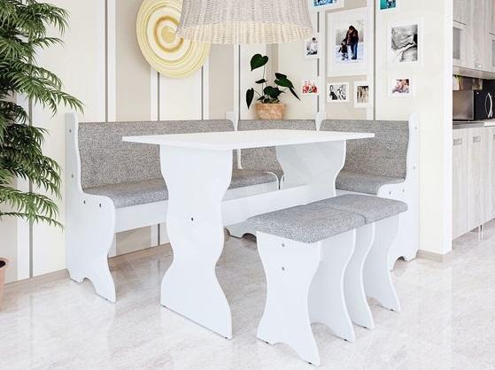 Pouze jídelní lavice MARIO v kombinací bílé matné a šedé látky  108 x 148 cm  - 1