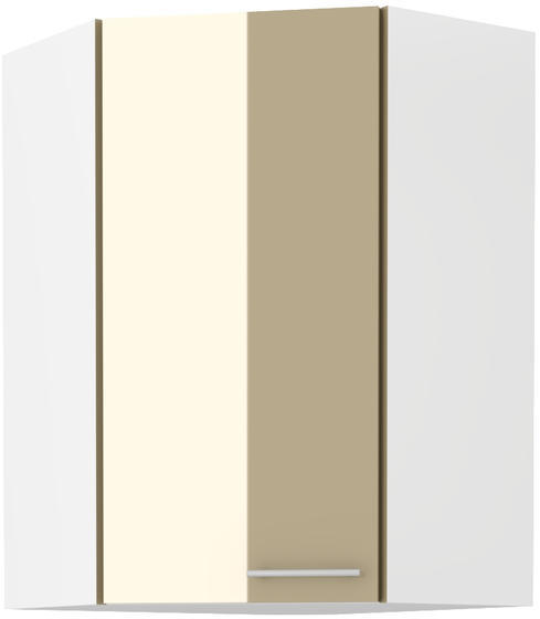 Horní skříňka rohová LARA cappuccino lesk, 60 x 60 GN-90 1F (45°)  - 1