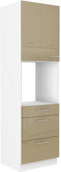 Vysoká skříň na vestavěnou troubu LARA cappuccino lesk, 60 DPS-210 3S 1F, šuplíky Premium Box - 1/4