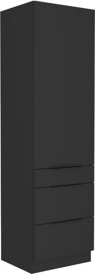 Vysoká potravinová skříň se šuplíky Premium Box 60 DKS-210 3S1F Siena černá matná  - 1