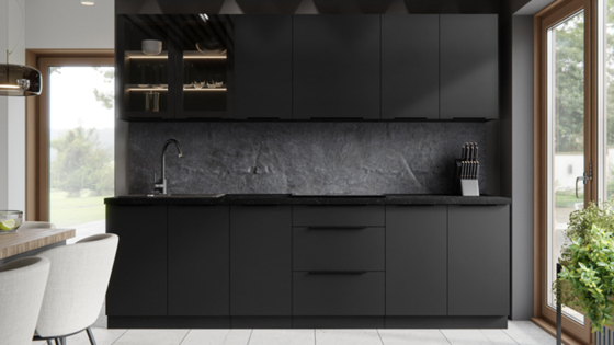 Kuchyňská linka Siena černá matná, Sestava C, 260 cm  - 1
