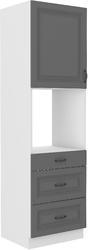 Vysoká skříň na troubu se šuplíky PREMIUM BOX 60 DPS-210 3S 1F STILO bílé/DustGrey MDF. - 1/4