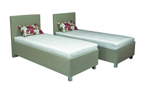 180 postel čalouněná Duo bed s úložným prostorem a lamelovým roštem, cena včetně 2 x matrace MIAMI 90 x 200 cm, v šedé látce Paris 05 skladem  - 1