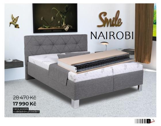 Čalouněná postel  NAIROBI 180  šedá - matrace KOMBIFLEX - 1