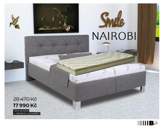 Čalouněná postel  NAIROBI 180  šedá - matrace HERCULES - 1