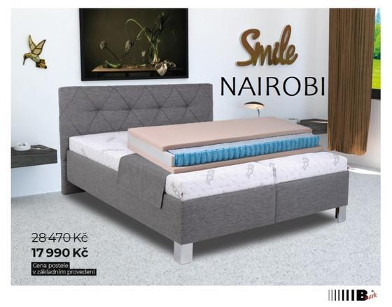 Čalouněná postel  NAIROBI 180  šedá - matrace BONA SOFT - 1