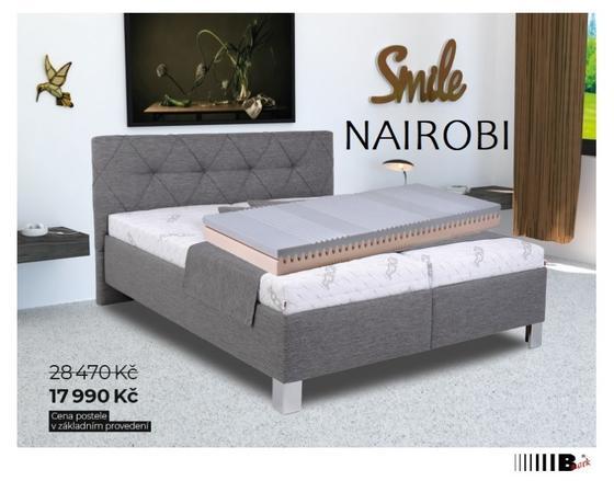 Čalouněná postel  NAIROBI 180  šedá - matrace STAR - 1