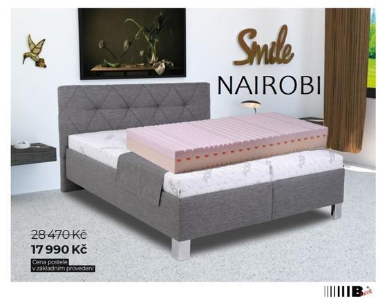 Čalouněná postel  NAIROBI 180  šedá - matrace ROYAL - 1