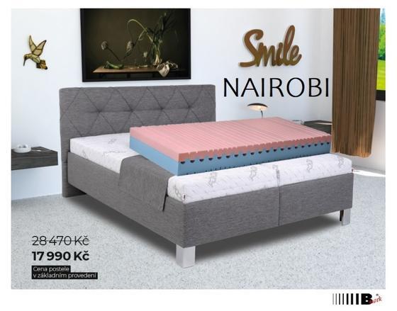 Čalouněná postel  NAIROBI 180  šedá - matrace ROYAL MAX - 1