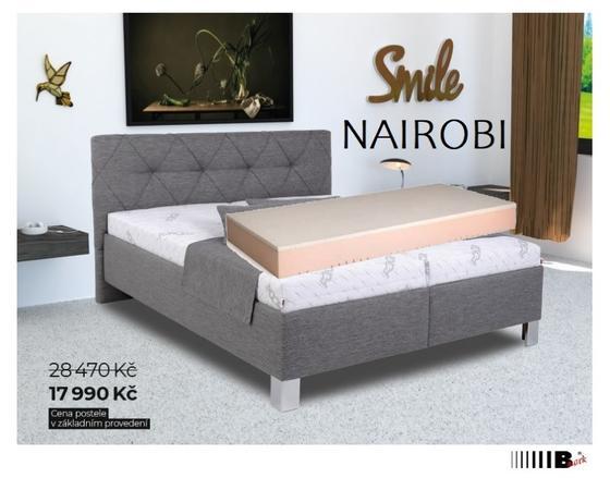 Čalouněná postel  NAIROBI 180  šedá - matrace MONA LATEX - 1