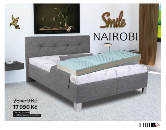 Čalouněná postel  NAIROBI 180  šedá - matrace MIAMI - 1