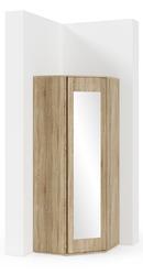 Rohová šatní skříň PK se zrcadlem, v dubu sonoma, bílé matné, grafit nebo v kombinaci artisan/černá, 70 x 70 x 185 cm - 1/8